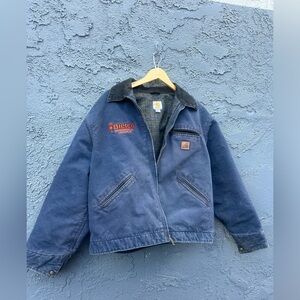 Carhartt blanket lined Detroit work navy blue work jacket